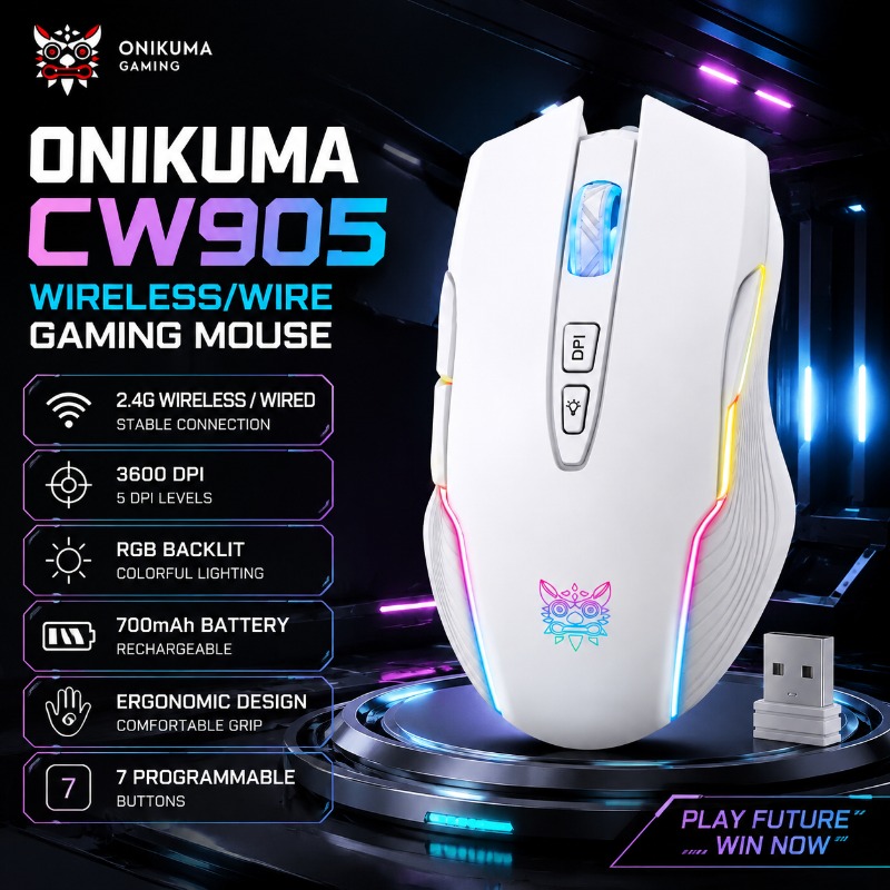 Pc Gaming X3D - Ratón Inalámbrico para Juegos ONIKUMA CW905,
